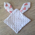 EDITION LIMITÉE: Doudou lapin COEUR personnalisé 20x20cm avec Prénom et/ou Date de naissance gaze de coton et minky